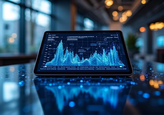 Futuristic AI Dashboard Interface on a tablet